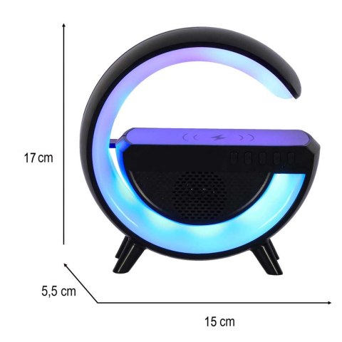 Lampka LED Gamingowa RGB głośnik ładowarka indukcyjna czarna Kik Sp. z o. o. Sp. k.