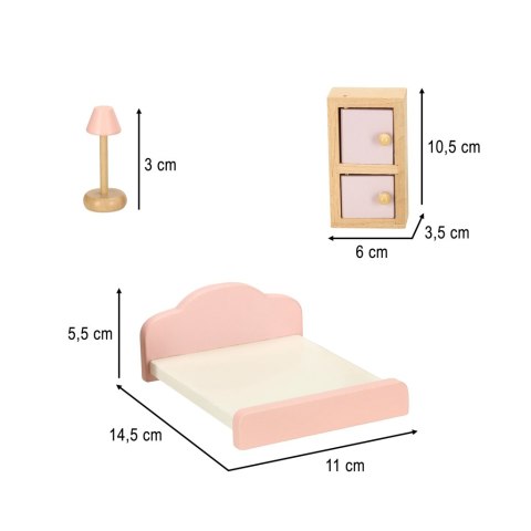 Mebelki do domku dla lalek salon sypialnia łazienka kuchnia drewniane różowe Kik Sp. z o. o. Sp. k.