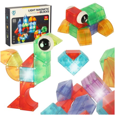 Klocki magnetyczne konstrukcyjne świecące elementy figury 3D 32el. Kik Sp. z o. o. Sp. k.