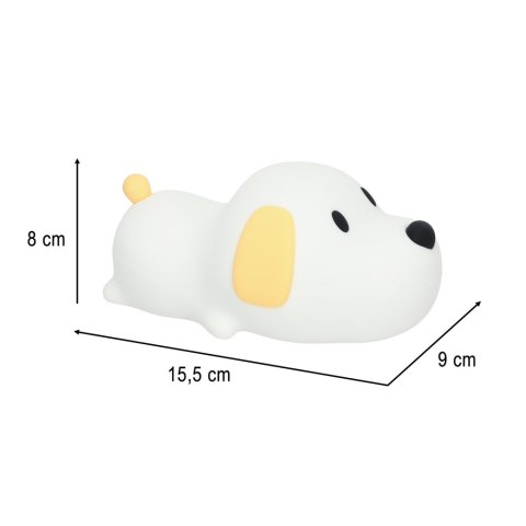Lampka nocna dla dzieci silikonowa dotykowa miękka LED USB biała piesek leżący Kik Sp. z o. o. Sp. k.