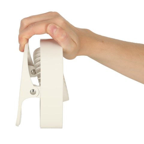 Wentylator biurkowy wiatrak z klipsem bezprzewodowy USB chłodzenie 3 poziomy mocy 11,5cm biały Kik Sp. z o. o. Sp. k.