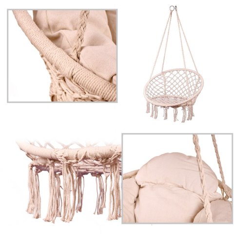 Huśtawka ogrodowa LUARO bocianie gniazdo z poduszką XXL ecru 80cm 150kg Kik Sp. z o. o. Sp. k.