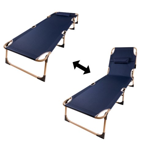 Łóżko polowe LUARO składane turystyczne kanadyjka leżanka z regulacją 193 cm granat Kik Sp. z o. o. Sp. k.