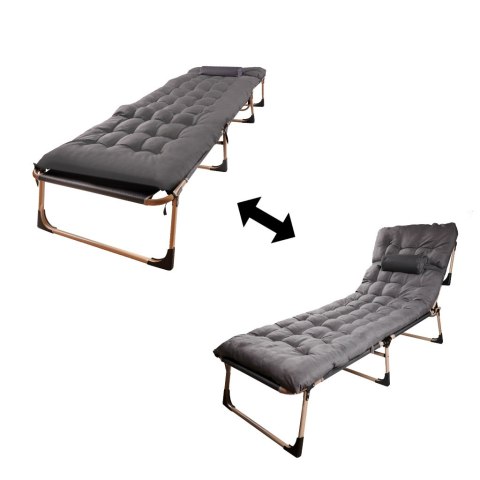 Łóżko turystyczne LUARO składane polowe biznesowe 193 cm ciemny szary Kik Sp. z o. o. Sp. k.