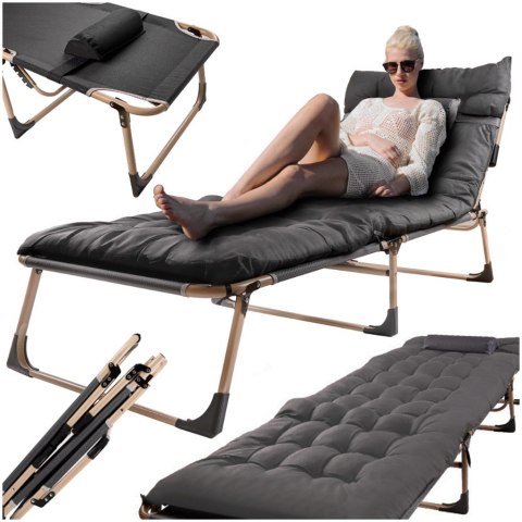 Łóżko turystyczne LUARO składane polowe biznesowe 193 cm ciemny szary Kik Sp. z o. o. Sp. k.