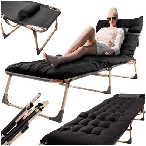 Łóżko turystyczne LUARO składane polowe biznesowe 193 cm czarny Kik Sp. z o. o. Sp. k.