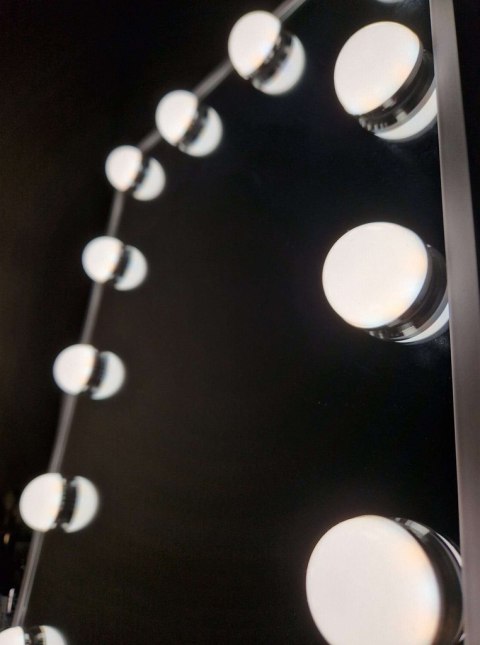 Lusterko do makijażu kosmetyczne podświetlane 12 LED Hollywood z 12 żarówkami USB 30 x 40 cm Kik Sp. z o. o. Sp. k.