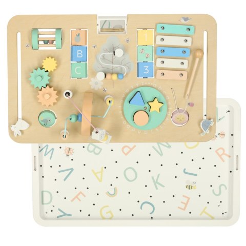 Tablica manipulacyjna LULILO LUDO stolik drewniany sensoryczny 2w1 miętowy Kik Sp. z o. o. Sp. k.